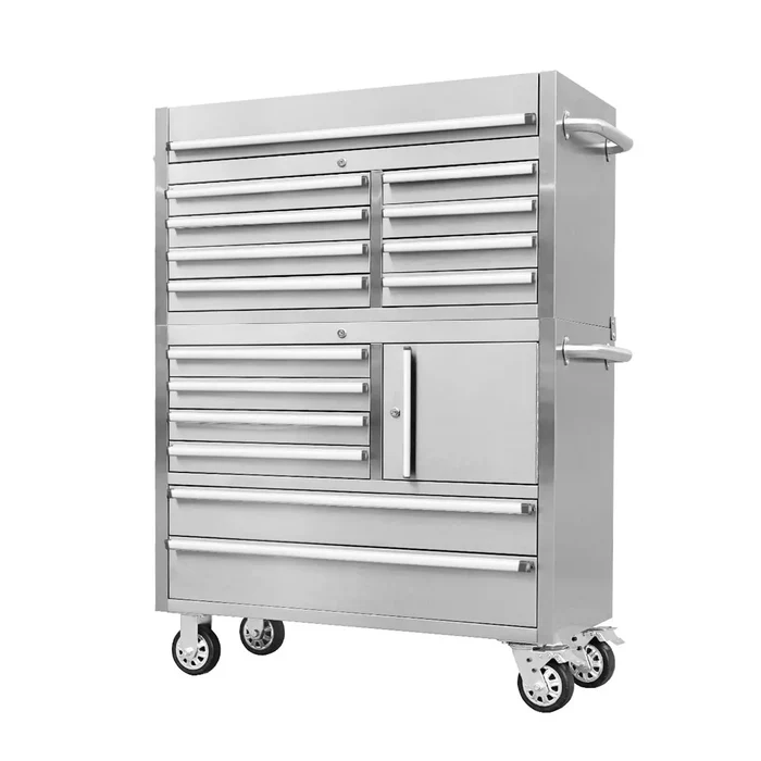 A stainless steel tool chest earns its keep in the drawer slides and in a film that repairs itself